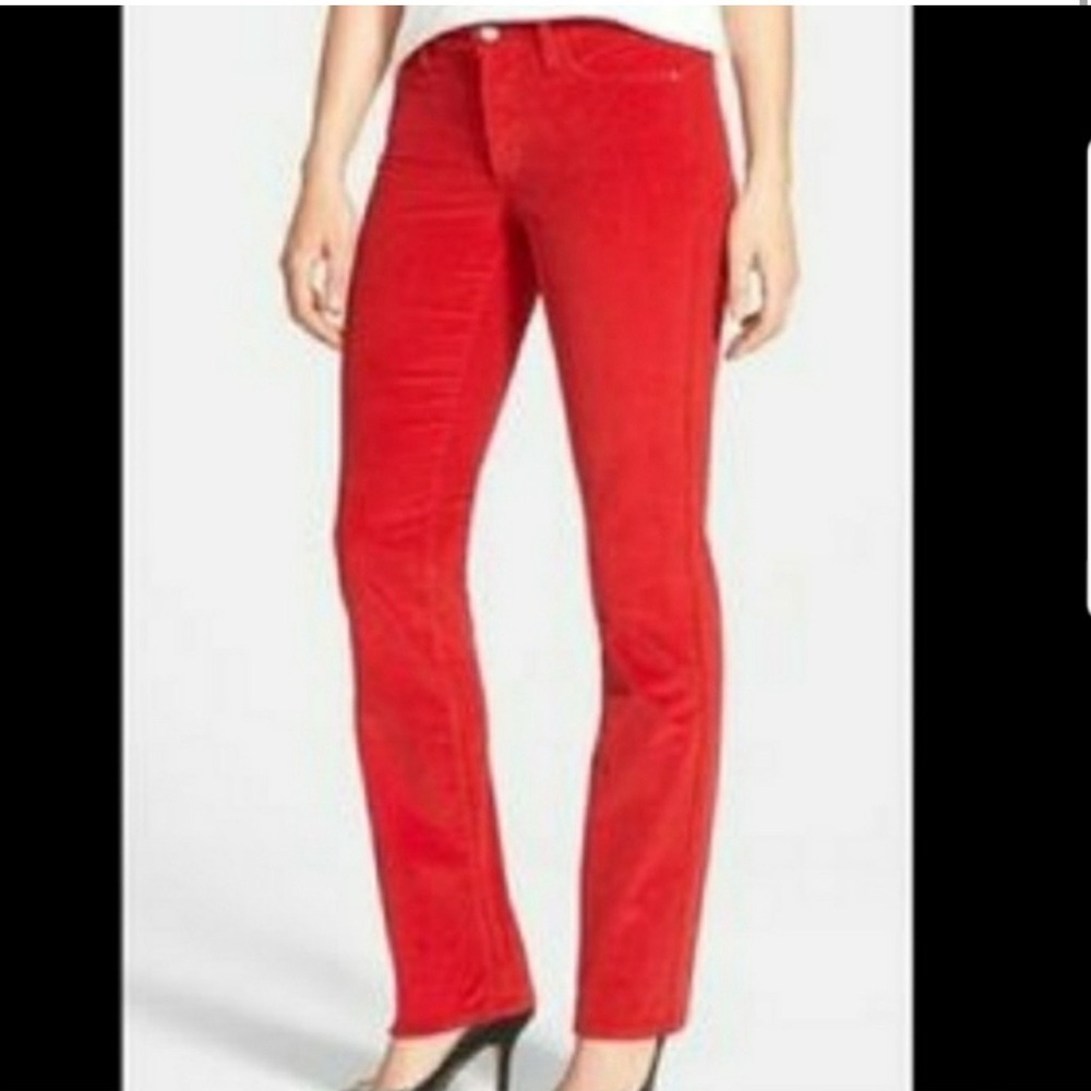 Ann Taylor LOFT corduroy-like modern straight leg pants 14 Red
